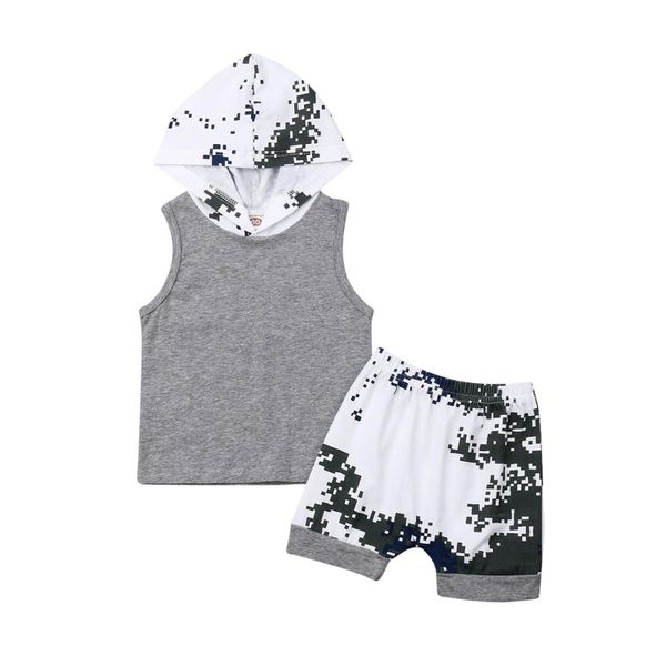 2pcs newborn toddler kids boys clothes sets sleeveless hooded vest+camo shorts pants outfits, White
2pcs newborn toddler kids boys clothes sets sleeveless hooded vest+camo shorts pants outfits, White