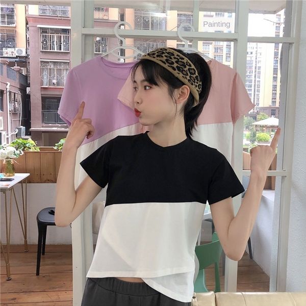 pure student all-match women's short sleeves european style cotton t-shirt jacket cotton t-shirt slim stitching top, White
pure student all-match women's short sleeves european style cotton t-shirt jacket cotton t-shirt slim stitching top, White
