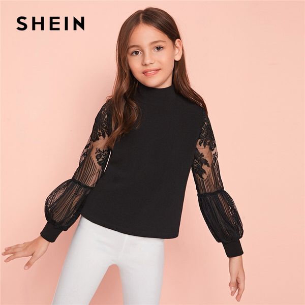 shein kiddie solid stand collar contrast lace girls casual t-shirt kids spring lantern sleeve zipper back children tees, Blue
shein kiddie solid stand collar contrast lace girls casual t-shirt kids spring lantern sleeve zipper back children tees, Blue