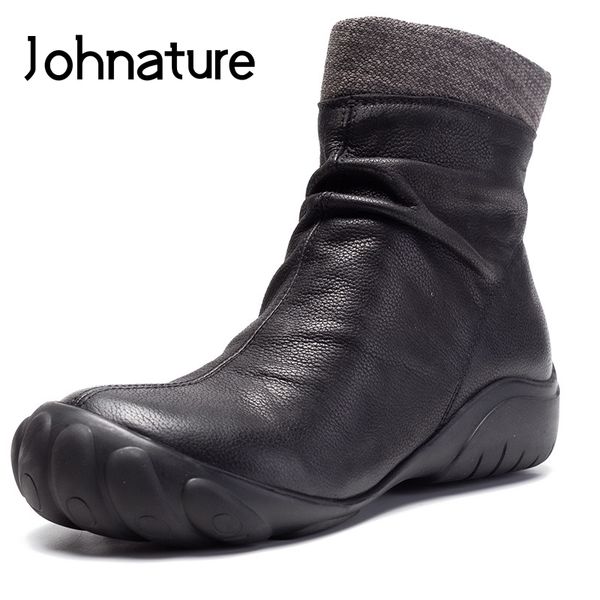 johnature ankle boots genuine leather women shoes round toe flat with 2019 new autumn winter pleated handmade women boots, Black
johnature ankle boots genuine leather women shoes round toe flat with 2019 new autumn winter pleated handmade women boots, Black