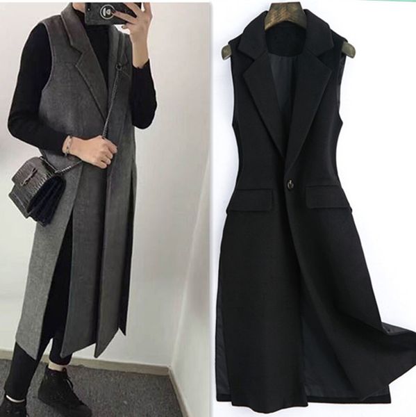 plus size 4xlautumn winter woolen blazer vest slim casual split long sleeveless waistcoat women jacket, Black;white
plus size 4xlautumn winter woolen blazer vest slim casual split long sleeveless waistcoat women jacket, Black;white
