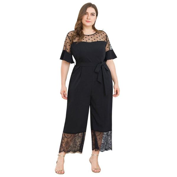 summer casual jumpsuit women's plus size short-sleeved mesh stitching lace wide leg one-piece pants jumpsuits, Black;white
summer casual jumpsuit women's plus size short-sleeved mesh stitching lace wide leg one-piece pants jumpsuits, Black;white