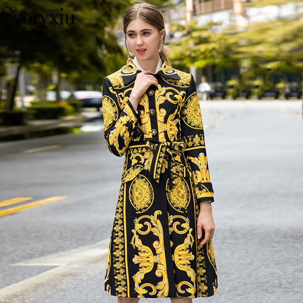 svoryxiu designer autumn winter long trench coat women's long sleeve single breasted luxury printed overcoat outwear female, Tan;black
svoryxiu designer autumn winter long trench coat women's long sleeve single breasted luxury printed overcoat outwear female, Tan;black