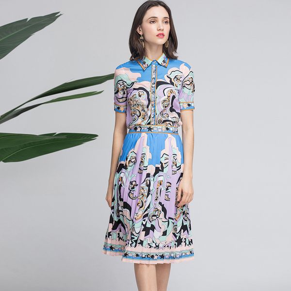 2019 summer runways fashion print 2 piece set short sleeve shirts pleated skirts women's skirt suit a235, White
2019 summer runways fashion print 2 piece set short sleeve shirts pleated skirts women's skirt suit a235, White