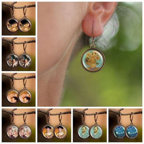 van gogh sunflower gustav klimt the kiss art painting earrings retro statement long dangle earrings women handmade jewelry, Silver
van gogh sunflower gustav klimt the kiss art painting earrings retro statement long dangle earrings women handmade jewelry, Silver