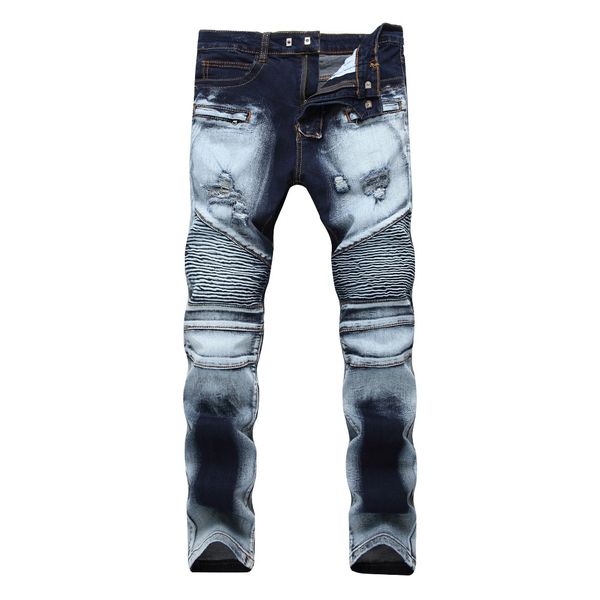 new biker jeans men vintage two-tone blue jeans fashion elastic pant male slim zipper denim trouser plus size 42
new biker jeans men vintage two-tone blue jeans fashion elastic pant male slim zipper denim trouser plus size 42