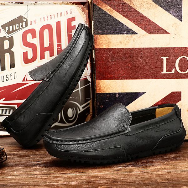 men casual shoes genuine leather mens loafers moccasins soft moccasins homme slip on zapatos size 37-47, Black
men casual shoes genuine leather mens loafers moccasins soft moccasins homme slip on zapatos size 37-47, Black