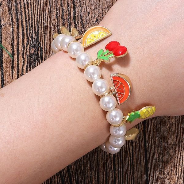 women's pearl bracelet pearl beads creative colorful fruit strawberry cherry pendant bracelet, Golden;silver
women's pearl bracelet pearl beads creative colorful fruit strawberry cherry pendant bracelet, Golden;silver