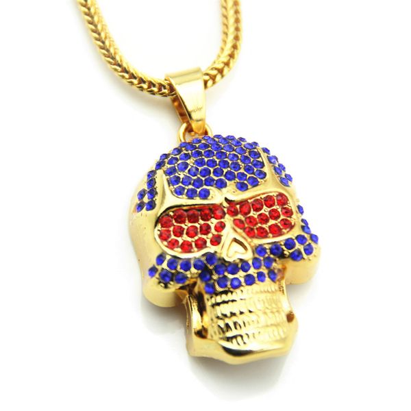 new fashion hip hop bling red and blue diamond skeleton pendant necklace chain gold plated rapper halloween jewelry gifts for men & women, Silver
new fashion hip hop bling red and blue diamond skeleton pendant necklace chain gold plated rapper halloween jewelry gifts for men & women, Silver