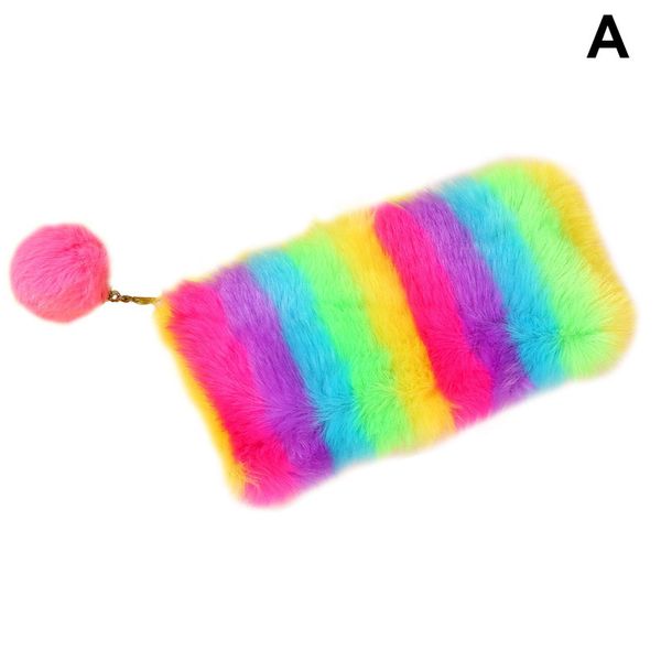 newly 1 pcs rainbow color plush pencil case makeup bags pompom ball decor stationery pouch dc128
newly 1 pcs rainbow color plush pencil case makeup bags pompom ball decor stationery pouch dc128
