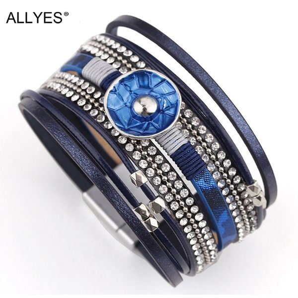 allyes leather bracelets for women blue enamel metal charm female multilayer wrap wide bracelet femme jewelry, Golden;silver
allyes leather bracelets for women blue enamel metal charm female multilayer wrap wide bracelet femme jewelry, Golden;silver