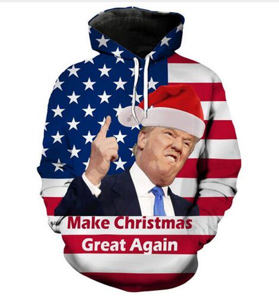 new fashion sweatshirt men / women 3d hoodies print president trump's santa claus harajuku style stylish hooded hoodies usa038, Black
new fashion sweatshirt men / women 3d hoodies print president trump's santa claus harajuku style stylish hooded hoodies usa038, Black
