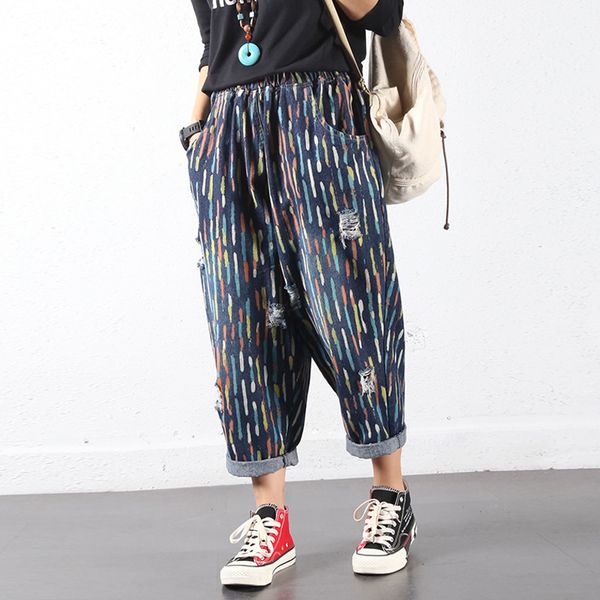 loose cross pants ripped jeans print women vintage striped denim trousers distressed boyfriend hip hop streetwear plus size big, Blue
loose cross pants ripped jeans print women vintage striped denim trousers distressed boyfriend hip hop streetwear plus size big, Blue