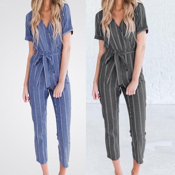 women v-neck short sleeved cotton linen striped plus size loose belt jumpsuit rompers womens jumpsuit combinaison pantalon#s, Black;white
women v-neck short sleeved cotton linen striped plus size loose belt jumpsuit rompers womens jumpsuit combinaison pantalon#s, Black;white