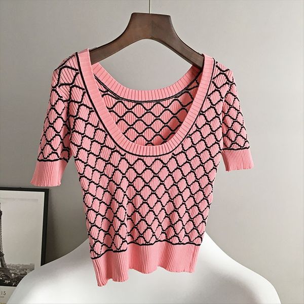 2020 women's short-sleeved temperament french french thin temperament round collar th yuan knitted slim round collar with bare back reg, White
2020 women's short-sleeved temperament french french thin temperament round collar th yuan knitted slim round collar with bare back reg, White
