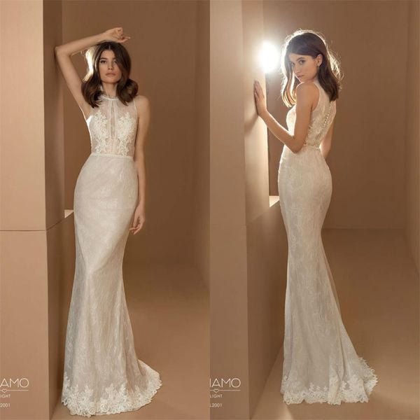 2020 lace mermaid wedding dresses jewel neck appliqued beach wedding dress sleeveless custom made bridal robes de mariée, White
2020 lace mermaid wedding dresses jewel neck appliqued beach wedding dress sleeveless custom made bridal robes de mariée, White