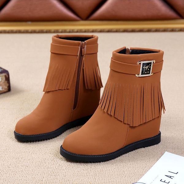 new autumn and winter fringed women's boots increased snow boots high-heeled warm female, Black
new autumn and winter fringed women's boots increased snow boots high-heeled warm female, Black