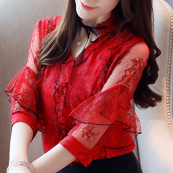 chiffon ruffle women's clothing 2019 summer new chiffon blouses shirt floral print v-neck short sleeve women red 12g3, White
chiffon ruffle women's clothing 2019 summer new chiffon blouses shirt floral print v-neck short sleeve women red 12g3, White
