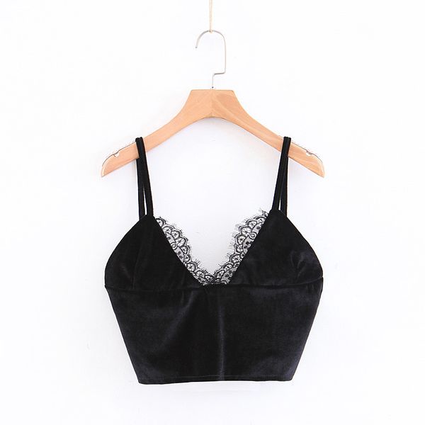 women lace trim velours camis vest shirt 2019 new arrivals, White