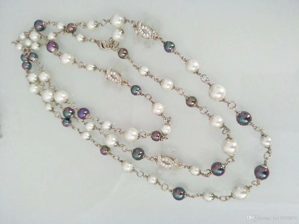 new with box luxury women's female's ladies stamped colorful pearls crystal long necklaces sweater chains 2colors, Silver
new with box luxury women's female's ladies stamped colorful pearls crystal long necklaces sweater chains 2colors, Silver