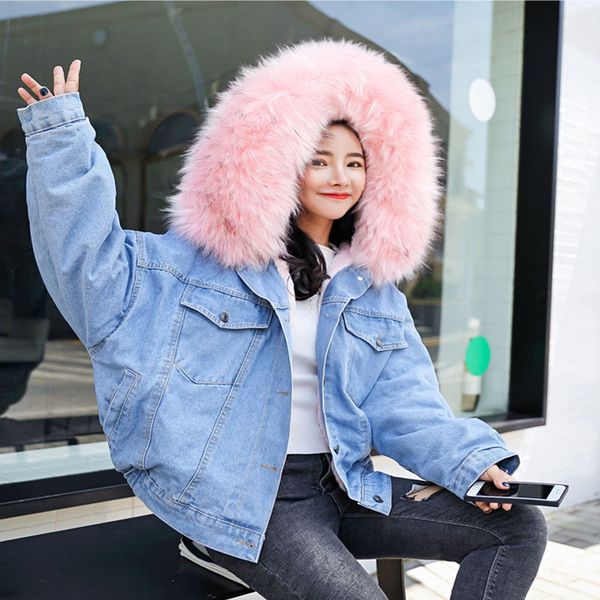 velvet thick denim jacket women winter big fur collar korean locomotive lamb coat female short coat women's winter jacket, Black
velvet thick denim jacket women winter big fur collar korean locomotive lamb coat female short coat women's winter jacket, Black