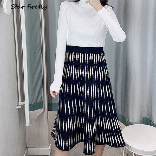 star firefly wild casual slim high waist knee skirt female 2019 autumn fashion elegant striped knit skirt women, Black
star firefly wild casual slim high waist knee skirt female 2019 autumn fashion elegant striped knit skirt women, Black
