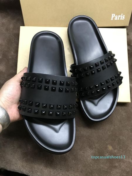 men women slippers red bottoms luxury designer slides casual spikes ladies beach slipper tide male home des chaussures leather t13, Black
men women slippers red bottoms luxury designer slides casual spikes ladies beach slipper tide male home des chaussures leather t13, Black