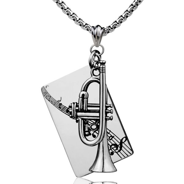 instrument pendants necklace stainless steel treble clef trumpet hip hop jewelry music fan gift, Silver
instrument pendants necklace stainless steel treble clef trumpet hip hop jewelry music fan gift, Silver