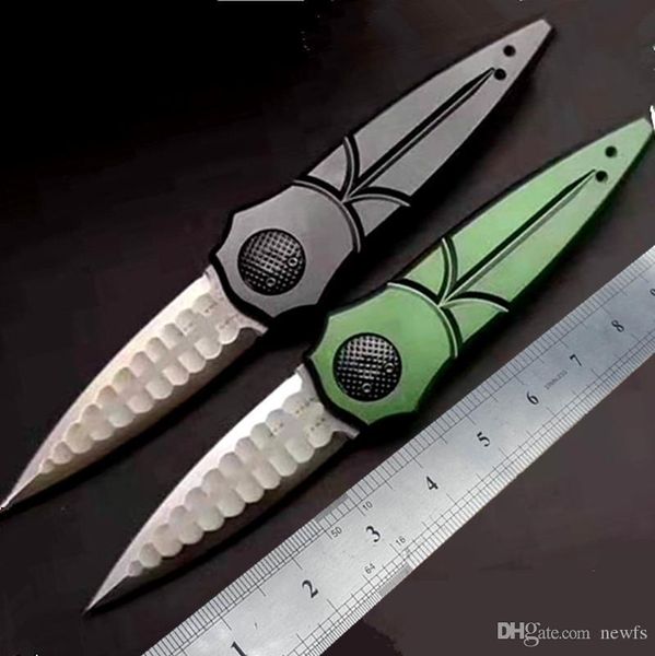 

NEW D2 steel blade MD CNC green 6061 aluminum handle Damascus steel automatic tactical knife Free shipping