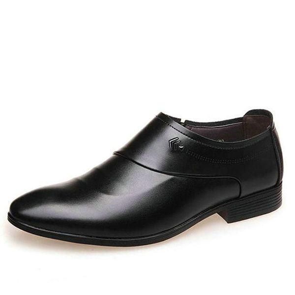 new slip on leather shoes mens dress shoes middle-aged pointed toe business loafers driving shoes, Black
new slip on leather shoes mens dress shoes middle-aged pointed toe business loafers driving shoes, Black