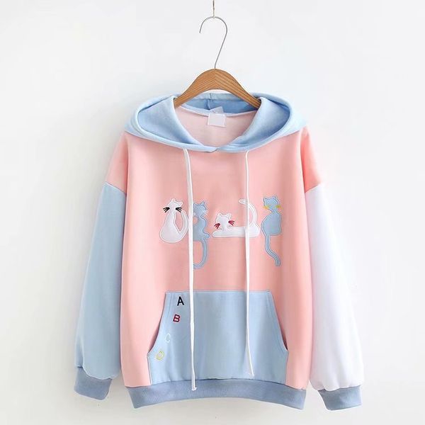 college style autumn and winter loose-fit junior high school students high school girl's cat hipster plus velvet hoodie s25199, Black
college style autumn and winter loose-fit junior high school students high school girl's cat hipster plus velvet hoodie s25199, Black