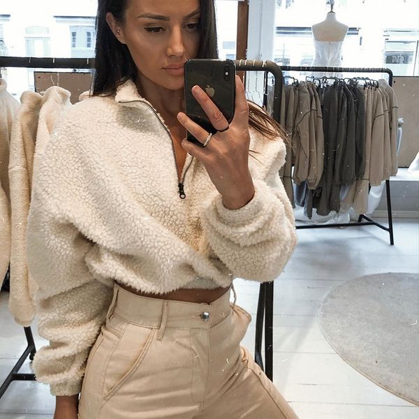 women warm winter autumn zipper turtleneck sweatshirts white pullover thick fleece soft elasticity stretch crop hoodies outwear, Black
women warm winter autumn zipper turtleneck sweatshirts white pullover thick fleece soft elasticity stretch crop hoodies outwear, Black