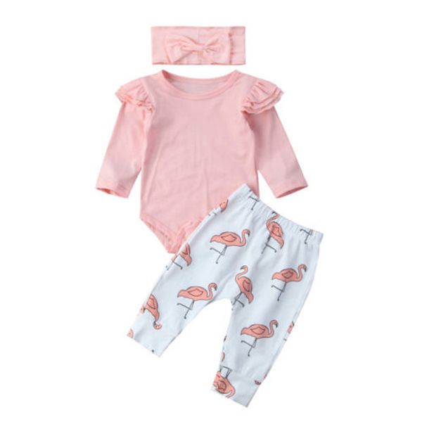 2020 autumn new infant toddler newborn baby girls romper long sleeve flamingo pants headband 3pcs clothes set outfits 0-18m, White
2020 autumn new infant toddler newborn baby girls romper long sleeve flamingo pants headband 3pcs clothes set outfits 0-18m, White