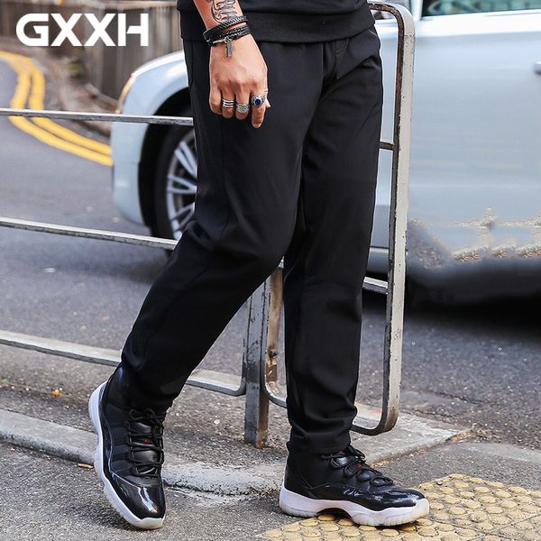 

gxxh tide brand large size men's plus velvet padded slacks plus fertilizer size bblack pants winter trousers 2xl-6xl, Black