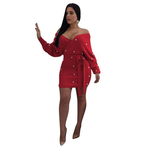 4 colors pearls off shoulder bodycon dress women wrap v neck backless long sleeve mini club party dress casual vestidos, Black;gray
4 colors pearls off shoulder bodycon dress women wrap v neck backless long sleeve mini club party dress casual vestidos, Black;gray