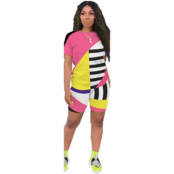 women stripes patchwork tracksuit s-5xl plus size shorts sets two piece outfits geometric striped t-shirt + shorts pants sportwear new cz628, White
women stripes patchwork tracksuit s-5xl plus size shorts sets two piece outfits geometric striped t-shirt + shorts pants sportwear new cz628, White