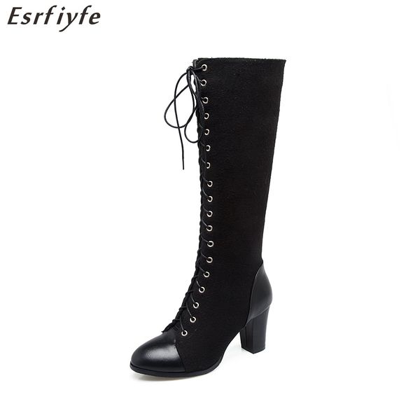 esrfiyfe 2018 new winter cross-tied thigh high boots round toe thick high heels women shoes knee-high western boots quality, Black
esrfiyfe 2018 new winter cross-tied thigh high boots round toe thick high heels women shoes knee-high western boots quality, Black