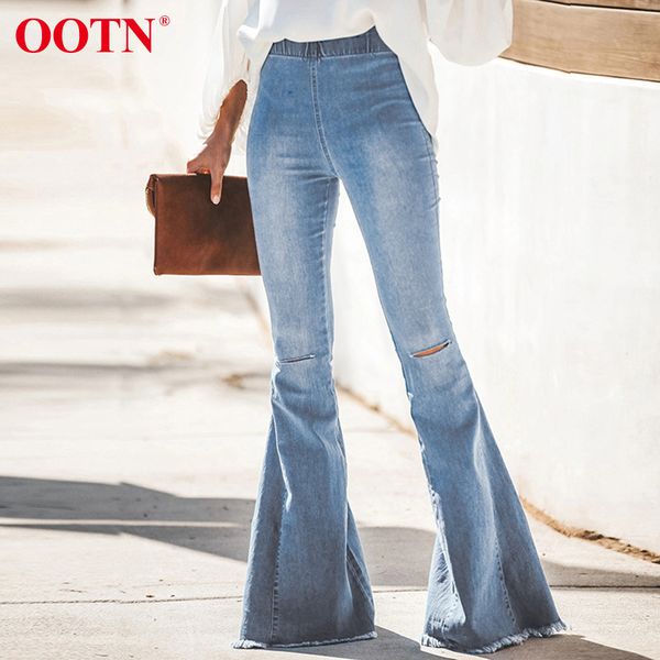 ootn casual high waist flared jeans ladies cotton denim pants skinny women jeans 2019 fall winter ripped wide leg trousers, Blue
ootn casual high waist flared jeans ladies cotton denim pants skinny women jeans 2019 fall winter ripped wide leg trousers, Blue