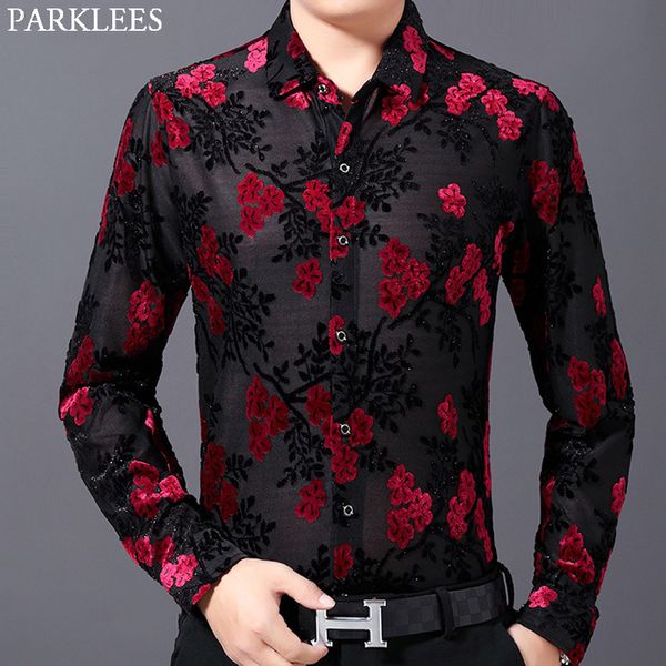 luxury blue floral velvet dress shirts men 2020 slim fit long sleeve lace shirt men party event social shirt blouse chemise, White;black
luxury blue floral velvet dress shirts men 2020 slim fit long sleeve lace shirt men party event social shirt blouse chemise, White;black