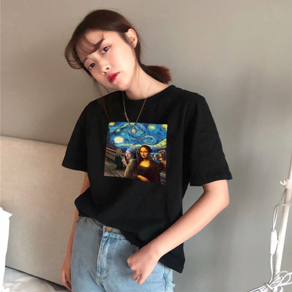 new women's fashion design tx starry night pattern printing short-sleeved shirt xl female t-shirt wc69, White
new women's fashion design tx starry night pattern printing short-sleeved shirt xl female t-shirt wc69, White