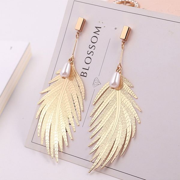 hongye fashion jewelry dubai long dangling earrings femme gold silver feather shape big drop earrings for women brincos 2019
hongye fashion jewelry dubai long dangling earrings femme gold silver feather shape big drop earrings for women brincos 2019