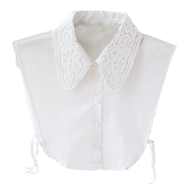 women vintage fake lace shirt blouse peter pan detachable collar tie women's blouses 3 colors, White
women vintage fake lace shirt blouse peter pan detachable collar tie women's blouses 3 colors, White