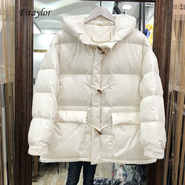 fitaylor 2020 winter horn button ultra light 90% white duck down parka women warm thick loose bread hooded down jacket overcoat, Black
fitaylor 2020 winter horn button ultra light 90% white duck down parka women warm thick loose bread hooded down jacket overcoat, Black