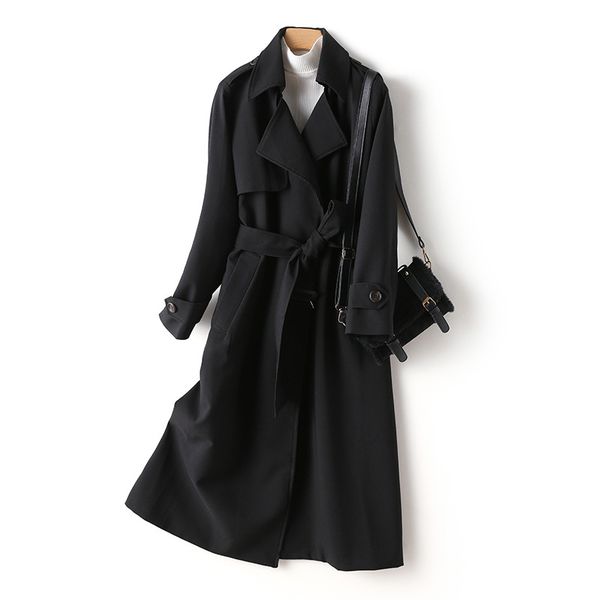 spring fashion mid-length slim over-the-knee cute trench coat for women thin solid turndown collar simple designer long coat, Tan;black
spring fashion mid-length slim over-the-knee cute trench coat for women thin solid turndown collar simple designer long coat, Tan;black
