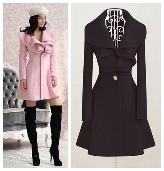 newly women winter warm ruffle coat basic coats solid regular single button wool blend trench falbala jacket -85, Black
newly women winter warm ruffle coat basic coats solid regular single button wool blend trench falbala jacket -85, Black