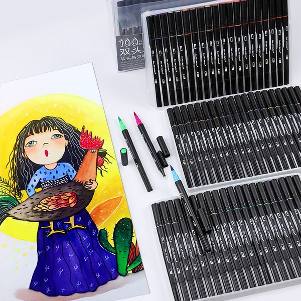 48/60/72/100 color watercolor markers for drawing painting set professional water coloring brush pen set dual tip for school
48/60/72/100 color watercolor markers for drawing painting set professional water coloring brush pen set dual tip for school