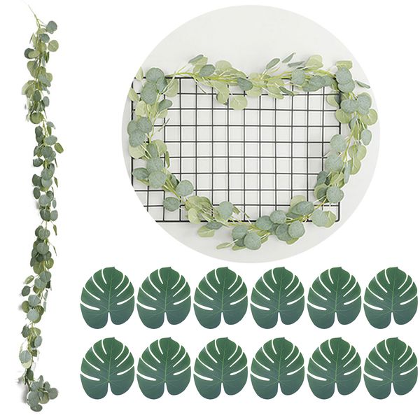 2m artificial eucalyptus leaves vine fake greenerygarland with 12 palm leaf wedding party decoration home table decor
2m artificial eucalyptus leaves vine fake greenerygarland with 12 palm leaf wedding party decoration home table decor