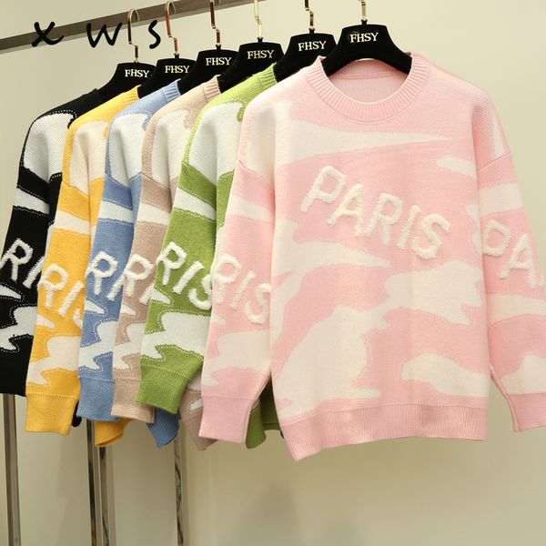 winter and autumn new fashion pullover and sweaters paris letter casual jumpers oversized knitwear pull femme christmas 2019, White;black
winter and autumn new fashion pullover and sweaters paris letter casual jumpers oversized knitwear pull femme christmas 2019, White;black