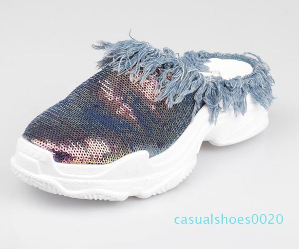 women summer slippers classic sequined denim tassel thick bottom increase fashion brand current ladies beach increase slippers c20, Black
women summer slippers classic sequined denim tassel thick bottom increase fashion brand current ladies beach increase slippers c20, Black