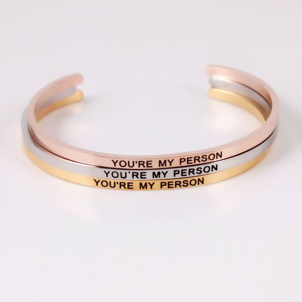 2019 stainless steel bracelets & bangles engraved "you're my person" positive inspirational bangle bracelets for women, Black
2019 stainless steel bracelets & bangles engraved "you're my person" positive inspirational bangle bracelets for women, Black